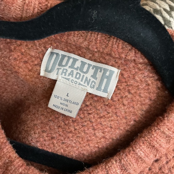 Duluth Trading 100% Shetland Wool Sweater M/L Burnt Sienna Gorpcore Natural Work - Picture 7 of 8